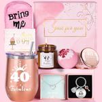 VOMEP 40th Birthday Gifts for Women,Mum Sister Ladies Wife Daughter Best Friend Teacher Lover Gifts,Funny Insulated Wine Tumbler Sets 40th Birthday Gifts Ideas for 40 Year Old Women, Auntie