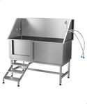 Garvee 62 Inch Professional Stainless Steel Dog Washing Station, Pet Grooming Tub for Large Medium Small Dogs with Adjustable Handheld Sprayer, Anti-Slip Step & Mat (Right Opening)