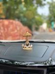 Yaa Catchy Balaji Tirupati Lord Venkateswara Car Dashboard Idol with Crystal Stones Hindu God Srinivasa.(Blessings on The Go) (White-Umbrella)