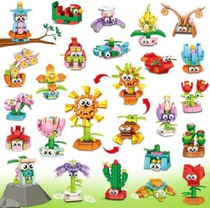 IMCUAMK 36 Packs Party Favors Building Blocks, Ideal for Kids Classroom Exchange, Flower Bouquets Building Set, Mini Building Flower Set, DIY Unique Great Brithday Gifts for Girls Womens