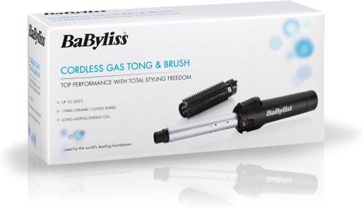 BaByliss Cordless Gas Hair Curler & Brush – 19mm Ceramic, Black