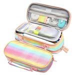Hommtina Large Pencil Case Pencil Pouch Aesthetic School Supplies Cute Pencil Bag for Office College Teen Girls Adults (Rainbow powder)