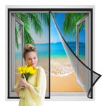 Magnetic Screen Window 185x230cm with Heavy Duty Walk Through Screen Door for Keep Bugs Fly Out Black Reinforced