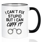 Cabtnca Police Gifts for Men Women, Police Officer Gifts, Police Mug, Funny Police Gifts for Him, Police Academy Graduation Gifts, I Can't Fix Stupid But I Can Cuff It Coffee Mug, 11Oz