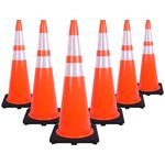 Traffic Cone PVC 90cm 36" Slim with 2 Reflective Strips | Highly Visible Safety Cone for Road Traffic Control and Construction Sites (6)