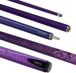 POWERGLIDE Ignis Carbon Fibre & Fibreglass 2 Piece 50/50 Joint Snooker Pool or Billiard Cue Stick | Ultra Smooth High Gloss | 18 oz | Full Size 57" | 10 mm Tip | Purple Design