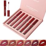 Preocea 6 PCS Matte Liquid Lipstick Set - Long-Lasting Waterproof Nude Lip Gloss with Gift Box, Non-Stick, Fade-Resistant Lip Sticks