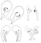 ALXCD Ear Hook Ear Tips for Airpod, 2 Pairs Over-Ear Soft TPU Ear Hook & 2 Pairs in-Ear Silicone Ear Tips in 1 Set [Anti Slip][Anti Lost], Fit for Airpod Headphone 1+1+2S, White