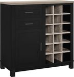 Ameriwood Carver Bar Cabinet, MDF and laminated particleboard, Black, 91.44 x 46.23 x 94.23 cm