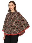 Mum's Caress Nursing Cover for Breastfeeding Multi Use Poncho Style Scarf Cotton Feeding Apron Breathable Maternity Top Black Red Bandhni