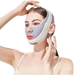 KGDUYC Cinturones de estiramiento facial Removedor de papada, reductor de papada, correa para la barbilla, mascarilla antiarrugas para papada y piel del rostro flácida (gris)