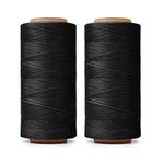 HILELIFE Professional Leather Thread, 520m 2Pcs 150D 0.8mm Waxed Thread for Leather Sewing, Repair Sewing Thread for Wallets, Shoes, Book Binding, Leather Craft DIY (Black)