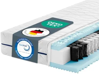 PURAMED Taschenfederkernmatratze Komfort Plus 180x200 cm | Härtegrad H2 | Höhe 24 cm | 7-Zonen Matratze | waschbarer Doppeltuch-Bezug | Oeko-TEX® & CertiPUR Zertifiziert | produziert in Deutschland