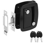 PAULINN RV Travel Trailer Entry Door Lock Black w/Paddle Deadbolt, 100% Metal Camper Door Latch Handle Zinc Alloy RV Door Lock Replacement, 4 Keys, Not Key Alike