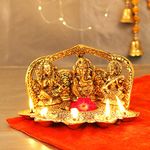 TIED RIBBONS Ganesh Lakshmi Saraswati Idol Hindu God Statue Metal Figurines Ganesh Statue for Housewarming Pooja Mandir | Diwali Decorations for House