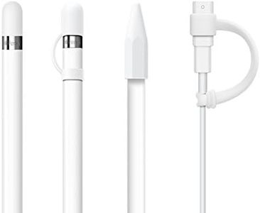 [4-Piece] FRTMA for Apple Pencil Cap/Apple Pencil Tip Cover/Cable Adapter Tether/Apple Pencil Cap Holder for iPad Pro Pencil, Ivory White