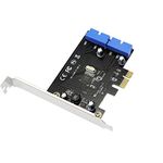 SinLoon PCI Express to Dual 19 Pin USB 3.0 Card PCI-e to Internal 20Pin Male Ports Adapter for PC (19 Pin)