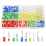 XINGYHENG 500PCS 10 Values 5 Colors 3mm and 5mm LED Light Emitting Diodes Assorted Kit Electrical Components for Lighting Bulbs and Lamps(Red Yellow Blue Green White)