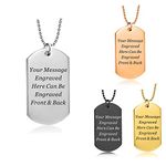 Personalised Dog Tags Necklace for Men Boyfriend Husband Dad Custom Mens Necklace for Him Boys Girls Her Army Dog Tags Gift for Birthday Fathers Day Anniversary Christmas with Any Text (Silver)