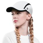 GADIEMKENSD Women's Foldable Light Cap Quick Dry Ultra-Thin Unstructured Tech Running Hat Reflective UPF 50+ Baseball Caps Cooling Ponytail Hats Fitted for Beach Tennis Travel Hiking Golf White