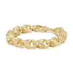 THE BLING KING New Luxury Gold-Plated 12mm 3D Tulip Bracelet with Albert Clasp | Ultra Heavyweight Design, Unique Patterned Links, Adjustable Fit 8-9 Inch Wrist, 63g Weight