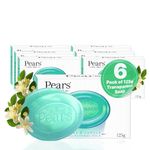 Pears Pure & Gentle Transparent Natural Soap Bar - Made with Lemon Flower Extracts, Nourishing and Refreshing Bathing Cleanser, Gentle & Soothing Skin Care, Pure Transparency, Pack of 6 x 125g