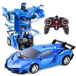 Thedttoy Transforming Toys Remote Control Transform Car 2 in 1 Remote Control Cars for Kids Boys Ages 3-10 Deformation Robot RC Car for Kids Boys Girls (Blue)