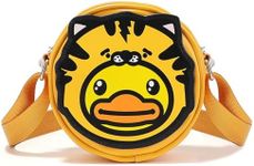 B.Duck Orange Tiger Fun Wallet Kids Purse Toddler Boy Cross Body Bag PU Leather Fanny Pack Wallet with Adjustable Belt 4 Year Old Girl Birthday Gift