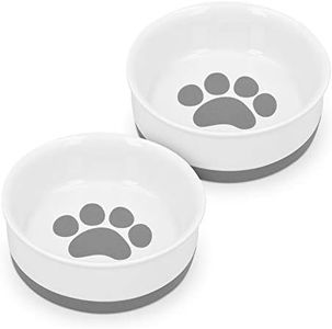 Navaris 2X Ciotola Cane Gatto in Porcellana Ø14,7x5cm - 2X Scodelle in Design Zampa con Base Antiscivolo - Ciotole AntiGraffio Acqua Cibo Secco Umido