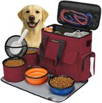 Airline Approved Pet Travel Bag, Weekend Dog Travel Set for Dog and Cat, Airline Approved Tote Organizer with Multi-Function Pockets (Rose Red)