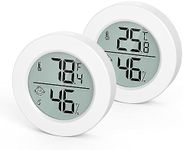LOFICOPER Mini Digital Thermometer Hygrometer, Wireless Temperature and Humidity Sensor, Indoor Temperature Humidity Gauge with ℃/℉ Switch, Comfort Indicator, for Home, Office, Greenhouse, 2 PCS