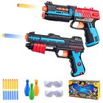 2 Pack Blaster Toy Guns for Boys,Compatible with Bullet for nerf Guns,Foam Bullet Toy Gun with Accessories + 2 Protective Glasses for Kids Birthday Gifts Party Supplies,Toys for 6+ Year Old Boys Girls