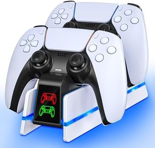 PS5 Controller Charger Station for PlayStation 5 Dualsense/Dualsense Edge, Charging Station with 10 LED Light, PlayStation 5 Controller Accessories Charging Station, Charging Dock with Charging Cable