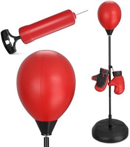 Punching Bag with Stand - Height Adjustable Reflex Boxing Bag with Stand & Gloves Spring Mounted for Fast Rebound, Sturdy Fillable Base for Stability - Boxing Equipment for Training at Home