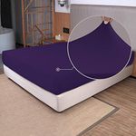 Queen Size Fitted Sheet Only - 4-Way Stretch Knit, Snug Fit, Wrinkle Free & Stay in Place, No More Slipping Off for Mattress, Soft & Comfortable - Purple, Queen