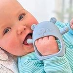 Infatot® Teething Toys for Baby - Baby Teether, New Infant Silicone Chipmunk Teether Mitten Baby Teething Glove Prevents Finger Sucking, Teethers for Babies, Teething Mitten for Babies - CM Blue