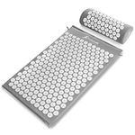 ProsourceFit Acupressure Mat and Pillow Set for Back/Neck Pain Relief and Muscle Relaxation, Grey