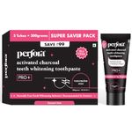 Perfora Activated Charcoal Whitening Toothpaste 300 gms (100 g x 3) | Enamel Safe Teeth Whitening Toothpaste for Men & Women | Removes Coffee, Tobacco & Wine Stains | SLS Free | Watermelon Mint