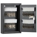 KYODOLED Locking Key Cabinet,Key Storage Lock Box with Code,Key Management Wall Mount with Combination Lock,40 Key Hooks & Tags Key Labels,Black