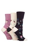 Gentle Grip SOCKSHOP Ladies Soft Top Patterned and Striped Soft Breathable Bamboo Socks in a Multipack of 3 Botanical Bloom 4-8 SOLRM