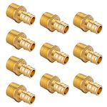 10-Pack EFIELD Pex A Full Flow Expansion 1/2"x 1/2" Male NPT Adapter Brass Fitting ONLY For Pex-A Tubing Connection, ASTM F1960