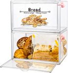 Bread Boxes for Kitchen Counter - 2 PCS Bread Box for Countertop, Plastic Bread Storage, Bread Bin , Stackable Double Layer Bread Container Holder Saver , Clear Bread Boxes , Pantry Storage Food Container