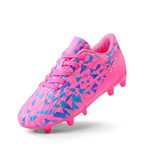 DREAM PAIRS Girls HZ19003K Soccer Football Cleats Shoes Fuchsia Pink Royal Blue Size 12 M US Little Kid