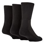 IOMI Footnurse - 3 Pack Unisex Extra Wide Bamboo Diabetic Socks | 4 Sizes | For Swollen Feet & Legs | Smooth Toe Seam | Cushioned Foot (6-11 UK, Black)