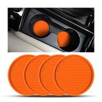 CGEAMDY 4 Pack Car Cup Holder Coasters, 7cm Anti-Slip Silicone Auto Insert Cup Coaster, Non-Slip Vehicle Cup Mats for Women and Men, Interior Accessories Universal for Most Cars Trucks(Orange)