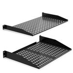 Pyle 19-Inch 1U+2U Server Rack Shelves - Universal Device Server Rack Mounting Tray, for Good Air Circulation, Cantilever Mount, Wall Mount Rack, Computer Case Mounting Tray, Black - Pyle PLRSTN42U