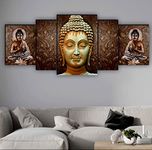 SAF Set of 5 Buddha UV Textured Home Decorative Gift Item MDF Panel Painting 18 Inch X 42 Inch SANFPNL31195