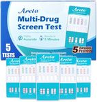 Areta Multi-Drug Screen Test: Home Urine Testing Kit for 5 Common Drugs, Amphetamine(AMP),Oxazepam(BZO),Cocaine(COC),Marijuana(THC),Morphine(MOR), Easy to Use All in One Panel Dip Card, ADTP-754 5Pack