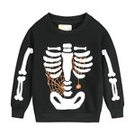 Toddler Boys Halloween Jumpers Glow in The Dark Skeleton Sweatshirts Long Sleeve Tops Cotton T-Shirt for Kids Age 3 Years