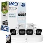 Lorex 4K Security Camera System, Fusion 8-Channel 2TB NVR with Four 4K Indoor/Outdoor IP POE Wired Metal Bullet Cameras